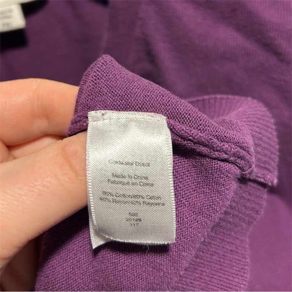 Coldwater Creek Sweater Shirt Short Sleeve Purple Cardigan Blouse - Picture 8 of 8